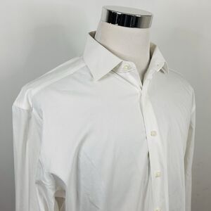 Michael Strahan 17 36/37 Easy Care Stretch Dress Shirt White Cotton Blend